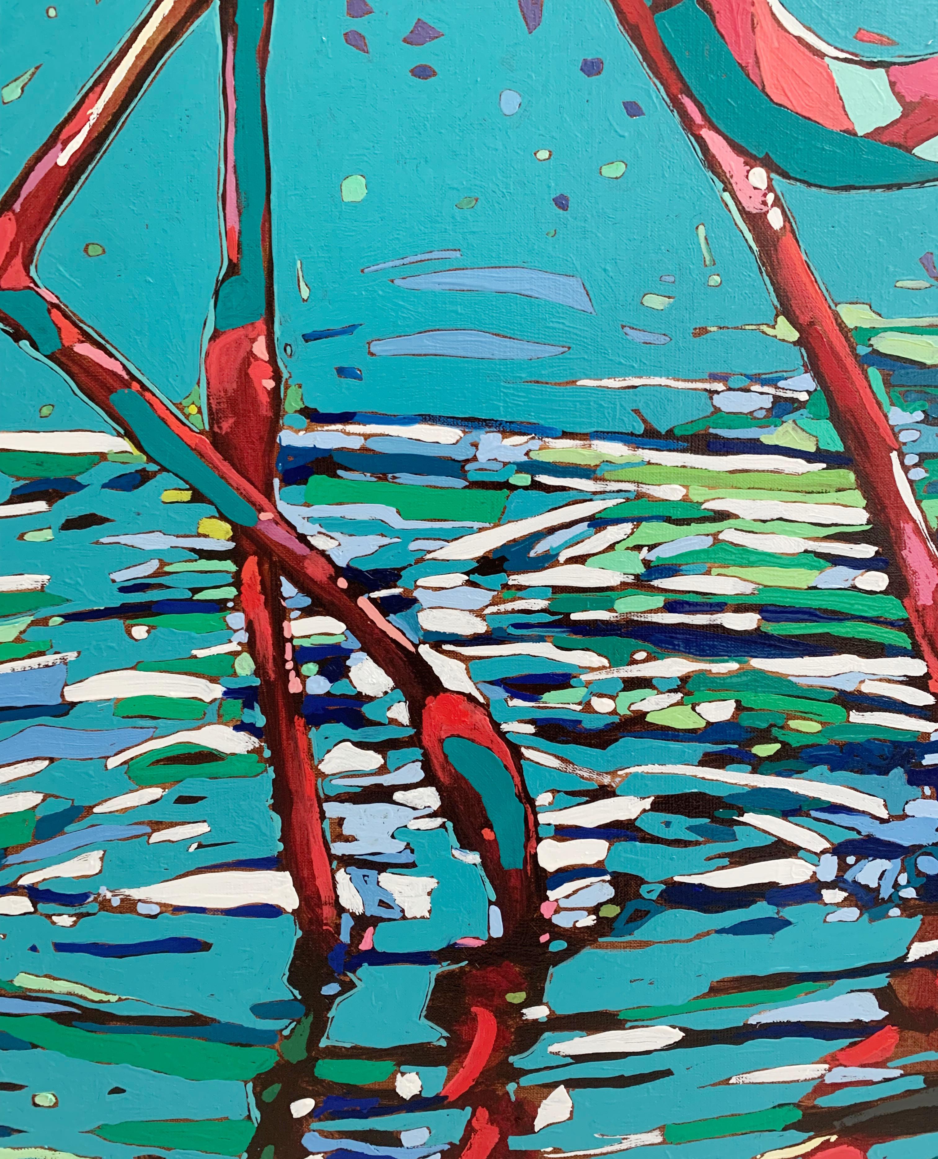 Flamingos 29. Figurative Oil Painting, Colorful, Pop art, Animals, Polish artist 1