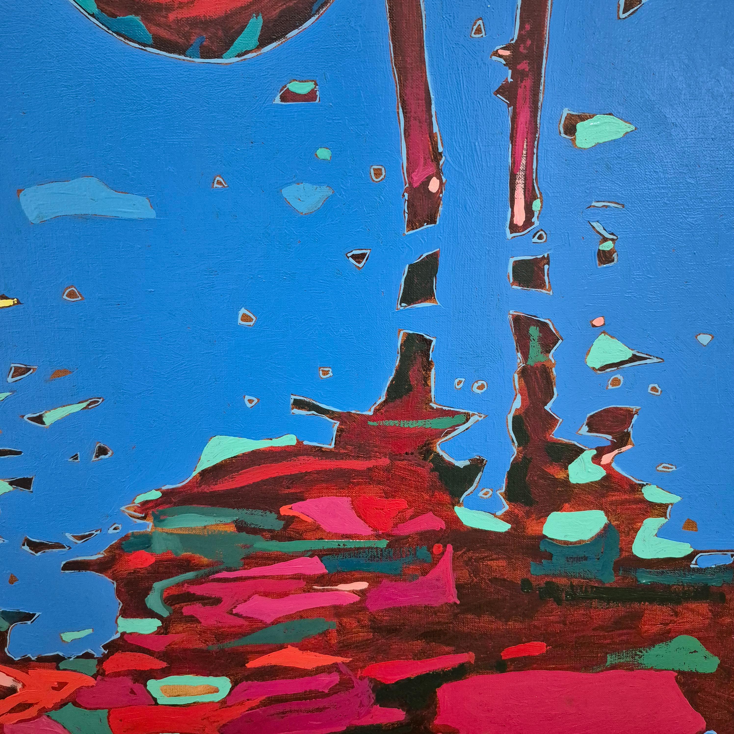 Flamingos 32. Figurative Expressive Oil Painting, Colorful, Animals, Polish For Sale 2