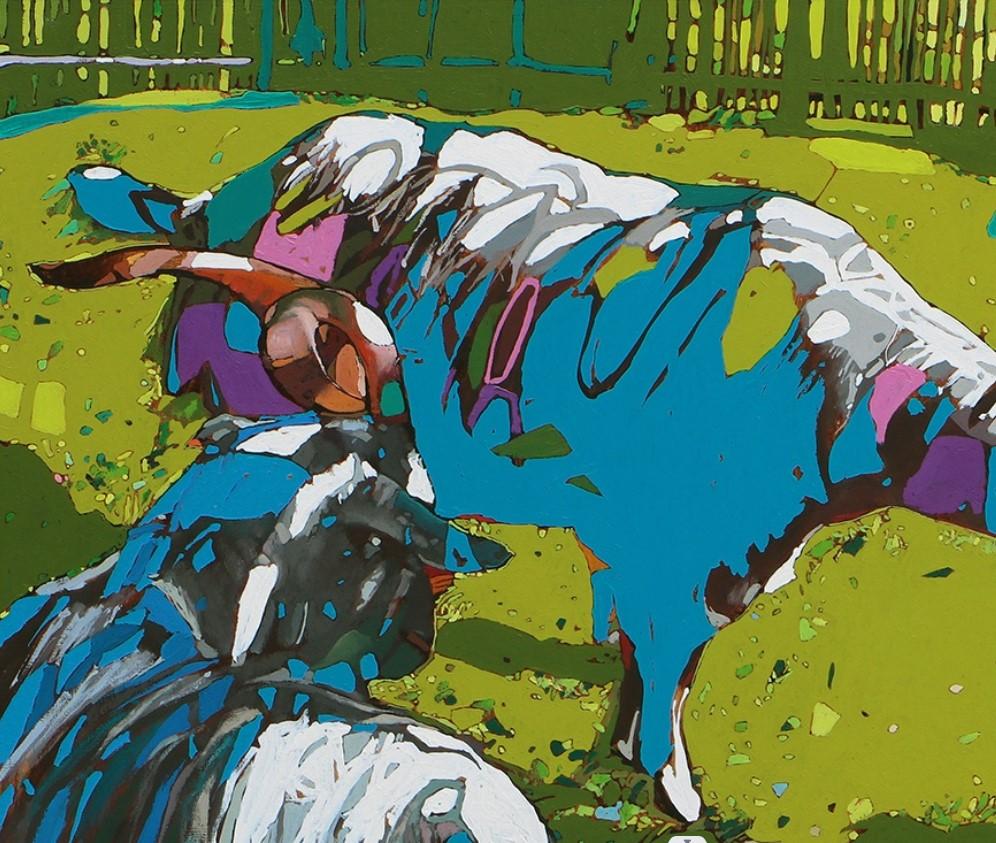 Chèvres 08. Peinture à l'huile figurative et expressive, colorée, animaux, polonaise - Painting de Rafał Gadowski