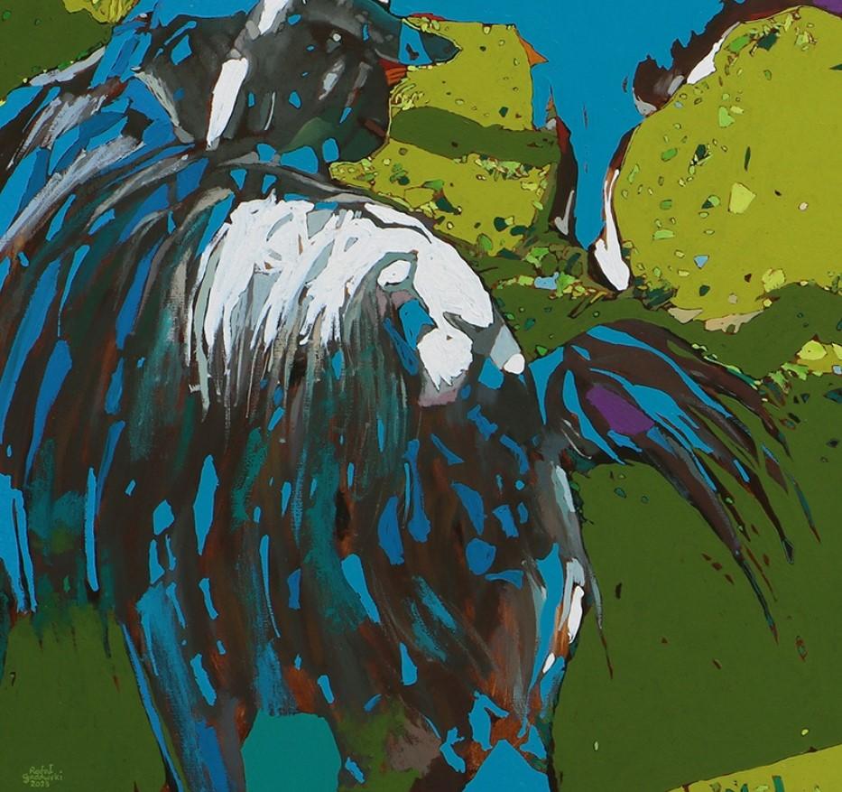 Chèvres 08. Peinture à l'huile figurative et expressive, colorée, animaux, polonaise - Autres styles artistiques Painting par Rafał Gadowski