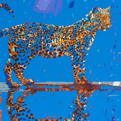 Panthère 10. Peinture à l'huile figurative, colorée, Pop art, animaux, artiste polonais