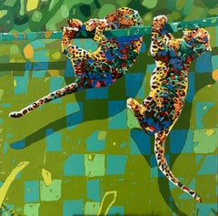 Panthers 09 – Figuratives Ölgemälde, Pop-Art, Tiere, polnischer Künstler