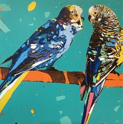 Parrots 05 - XXI Century, Contemporary Figurative Oil Painting, Animals, Pop art