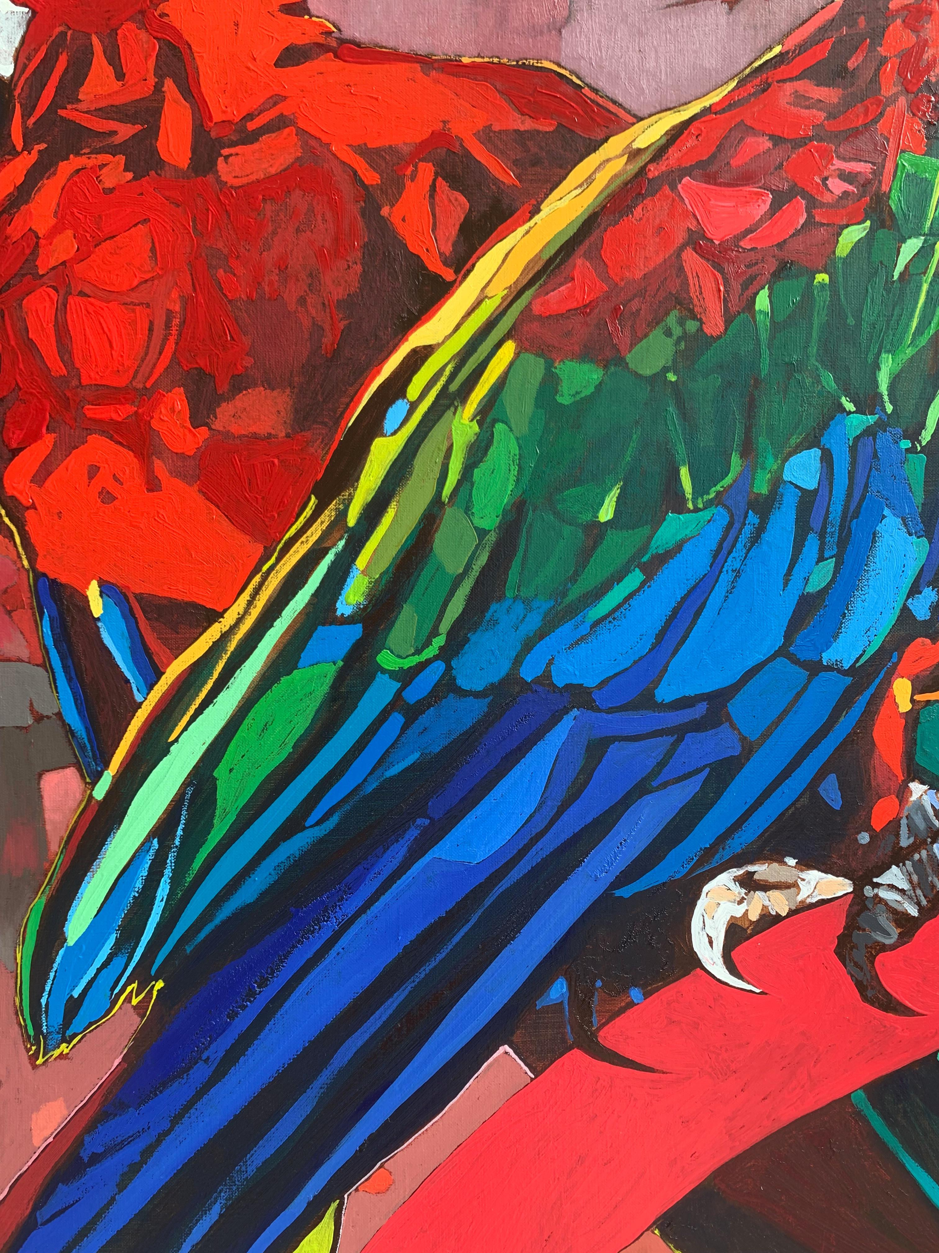 Loros 17. Pintura al óleo figurativa, Colorido, Pop art, Animales, Artista polaco - Painting Otro estilo de arte de Rafał Gadowski