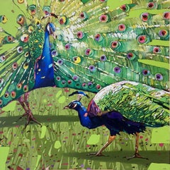 Peacock 30 - Figurative Oil Painting, Pop art, Animals, Polish artist
