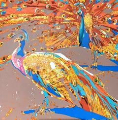 Peacocks 29 - Contemporary Figurative Oil Painting Pop Art, Animals, Polish art