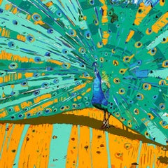 Peacocks 35. Figurative Oil Painting, Colorful, Pop art, Animals, Polish artist