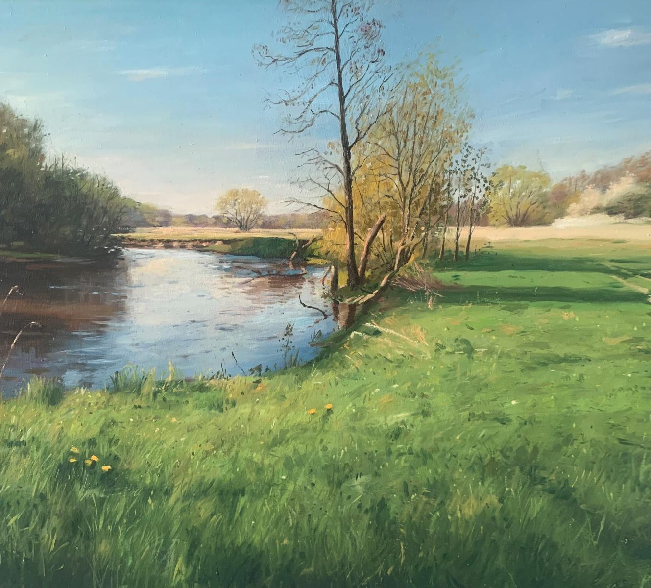 Frühling. Figurative Landschaft Ölgemälde, Klassischer Stil, Realismus, Polnische Kunst – Painting von Rafał Gadowski