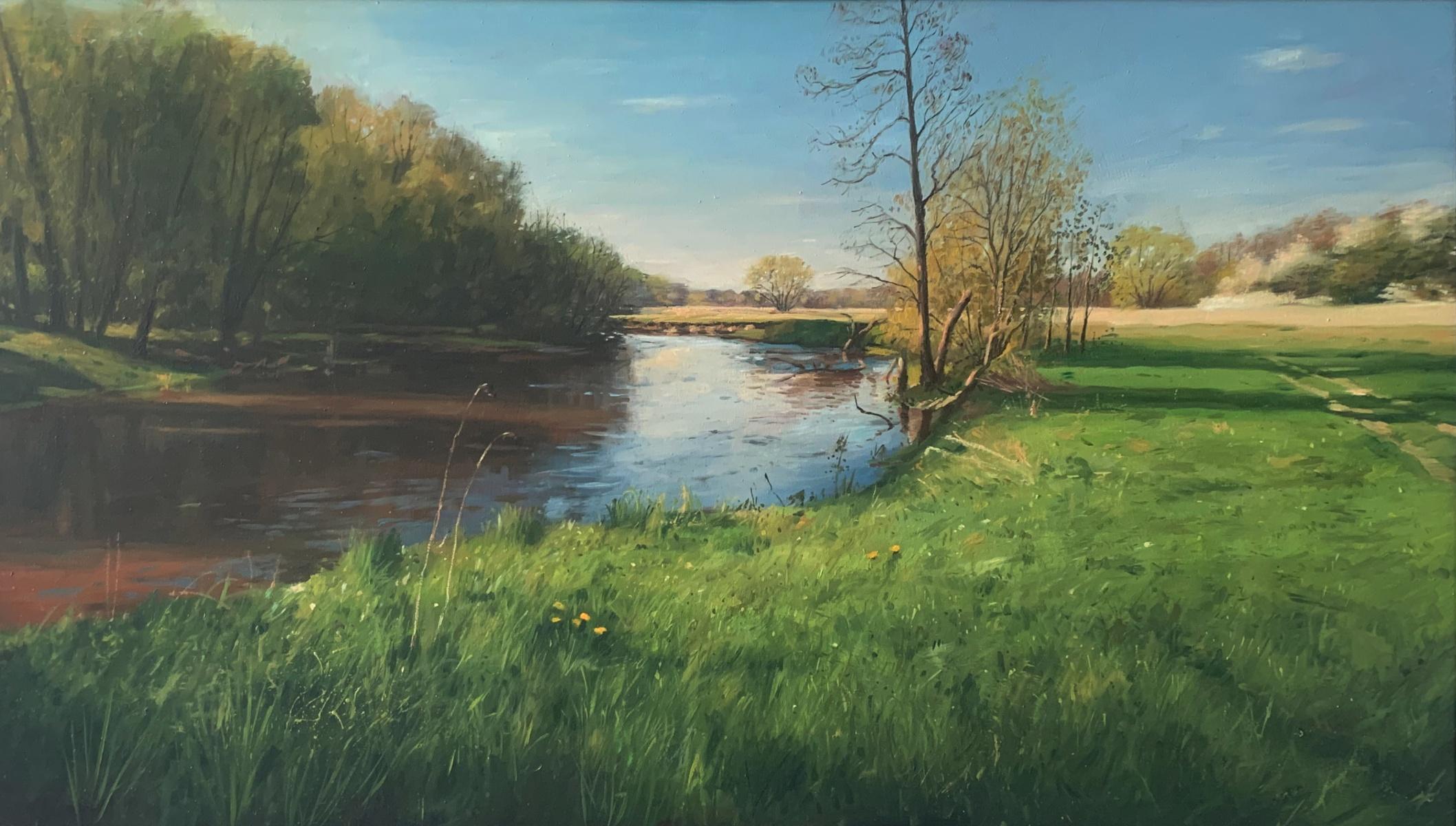 Frühling. Figurative Landschaft Ölgemälde, Klassischer Stil, Realismus, Polnische Kunst
