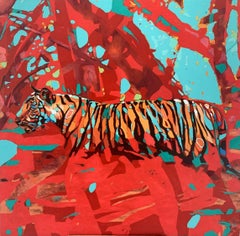 Tigres 04 - Peinture à l'huile figurative, Pop art, Animals, artiste polonais