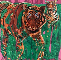 Tigres 5. Peinture à l'huile figurative contemporaine, Pop art, Artistics, artiste polonais