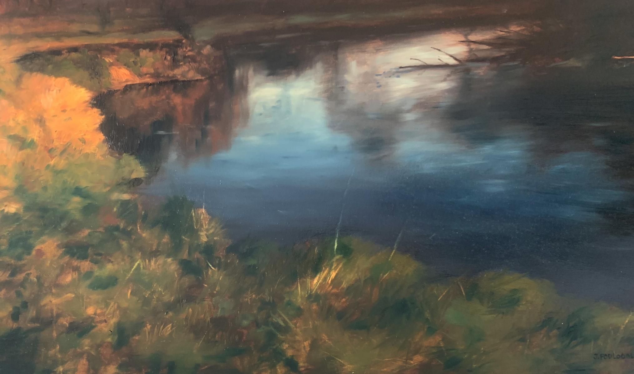 Paisaje tonalista. Pintura al óleo figurativa, Estilo clásico, Realismo, Artista polaco - Figurative Painting Negro de Rafał Gadowski