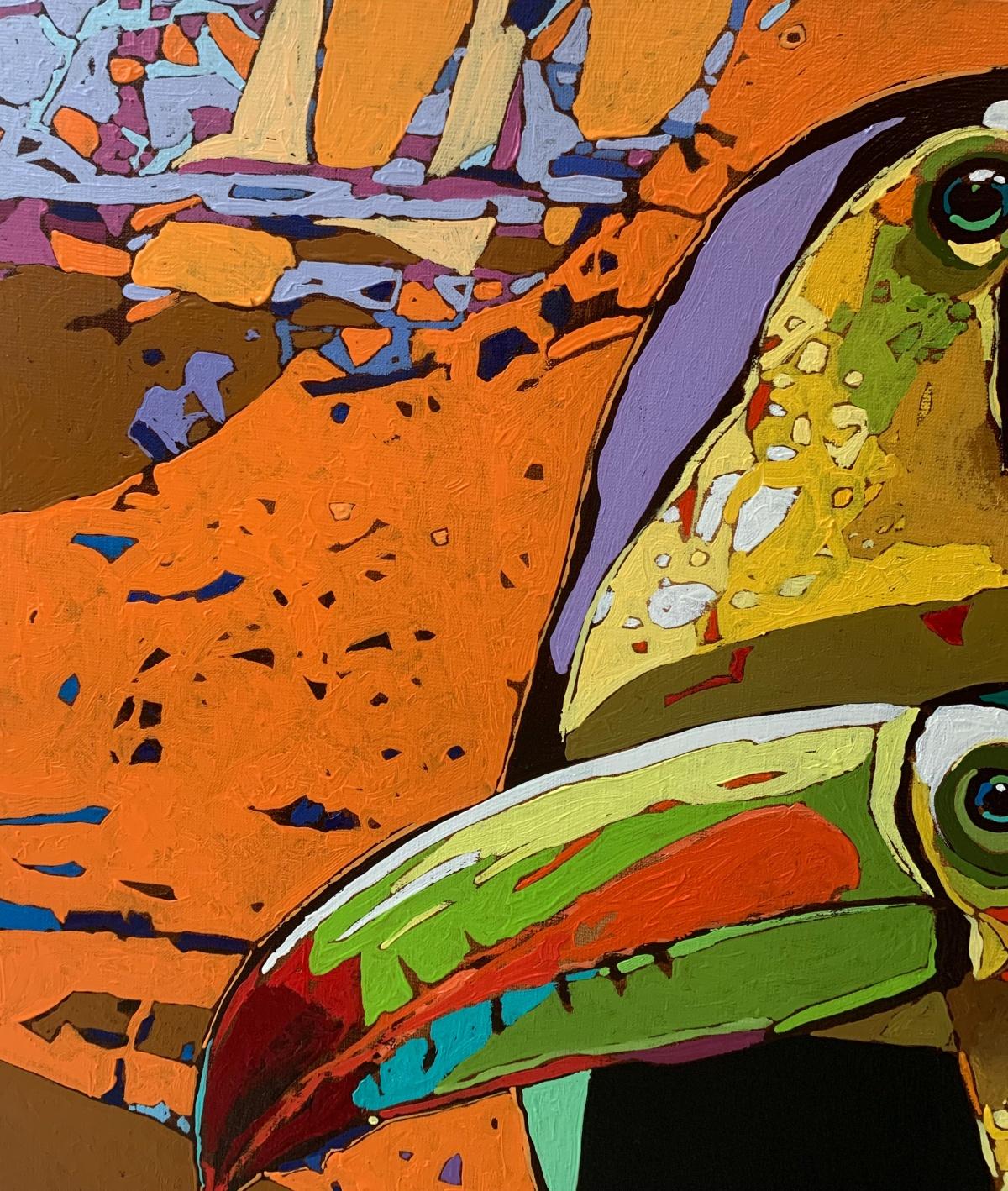 Toucans 17. Figurative Oil Painting, Colorful, Pop art, Animals, Polish artist 1