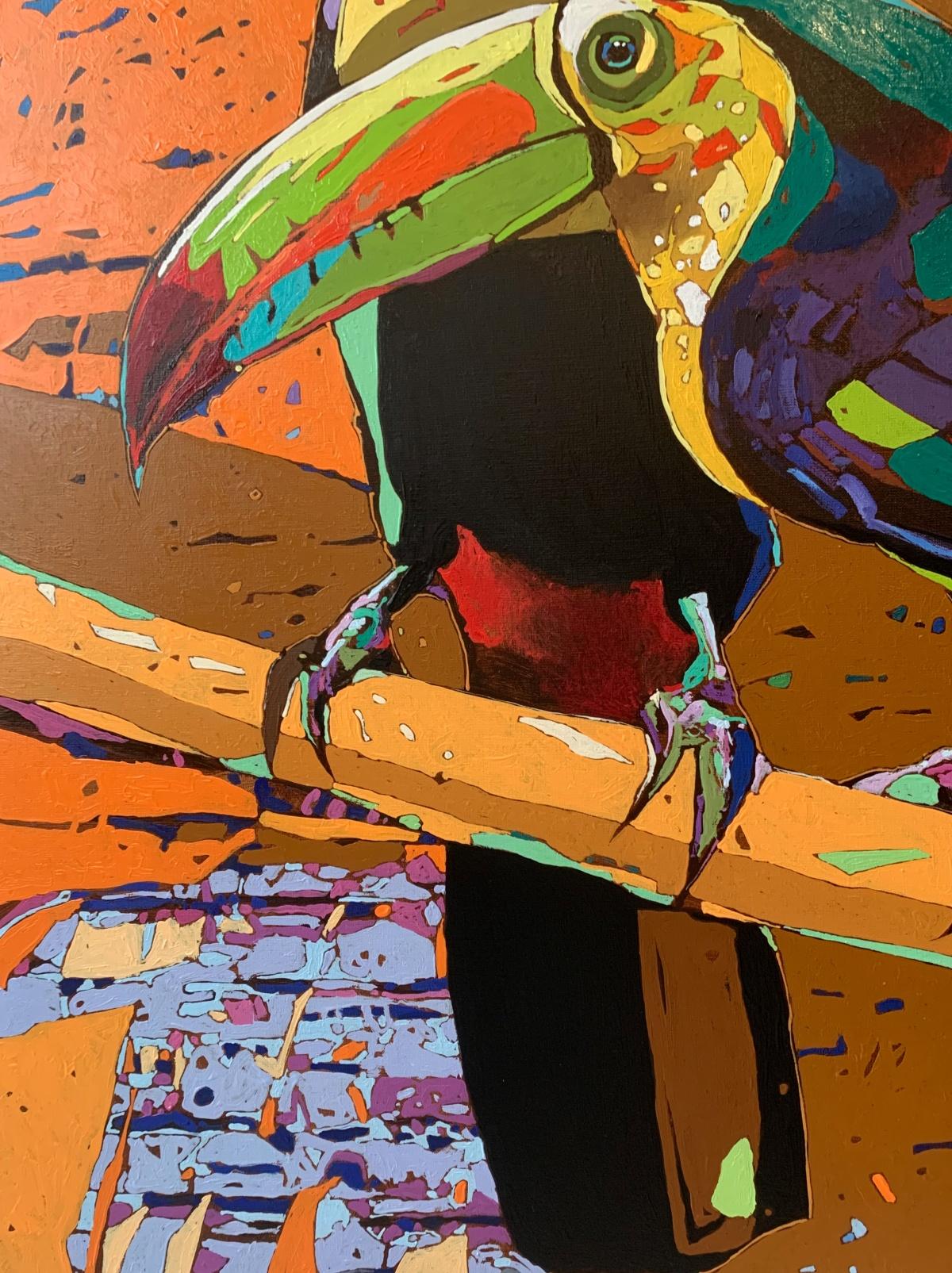 Toucans 17. Figurative Oil Painting, Colorful, Pop art, Animals, Polish artist 2