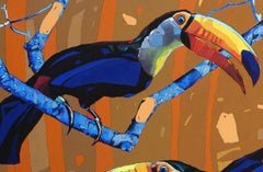 Tucanes 20. Pintura al Óleo Figurativa Expresiva, Colorido, Animales, Polaco