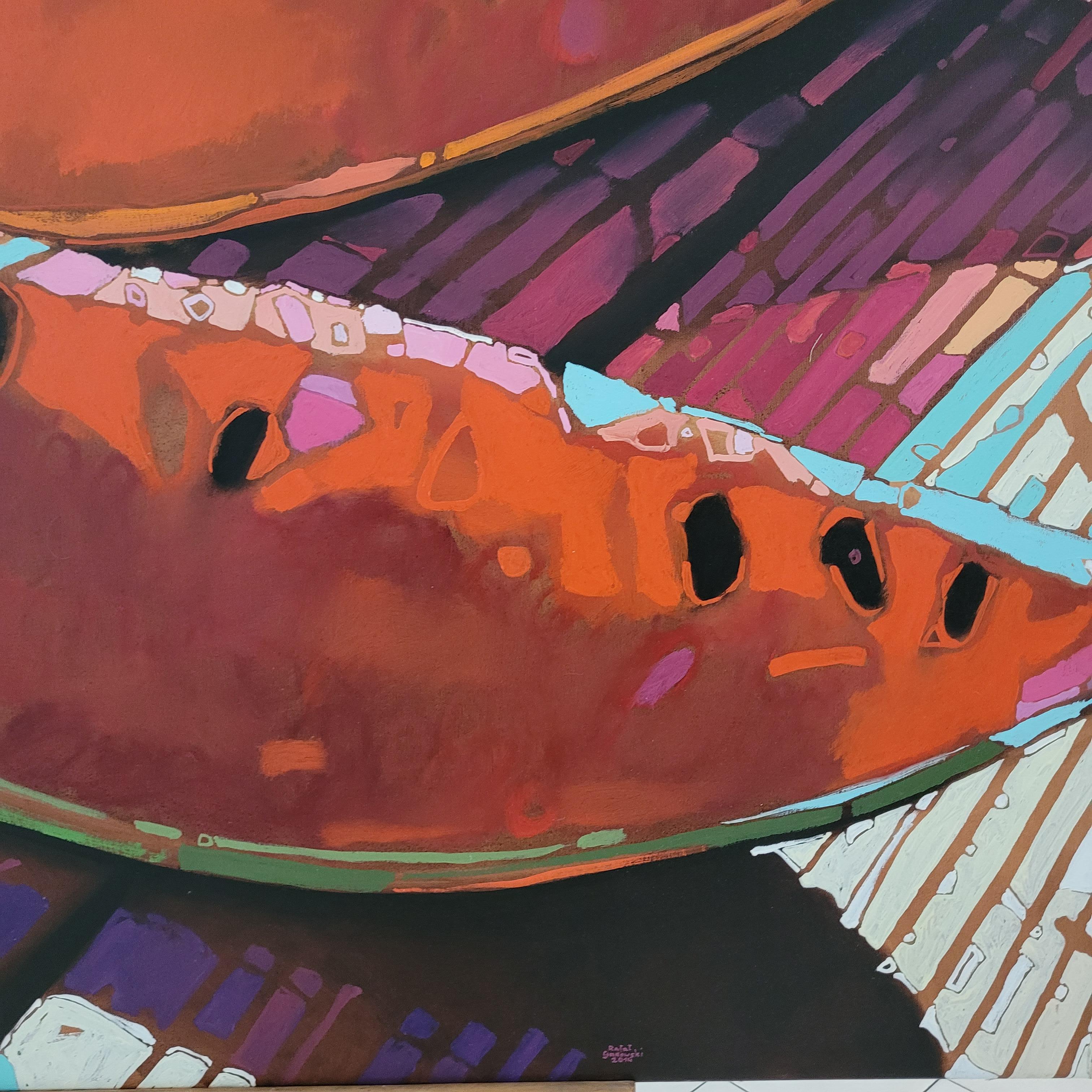 Wassermelone 05. Figurative, Obst-, farbenfrohe Pop-Art-Stillleben, Polnische Kunst im Angebot 2