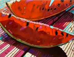 Watermelon 05. Figurative, Fruit, Colorful Pop art Still life, Polish art