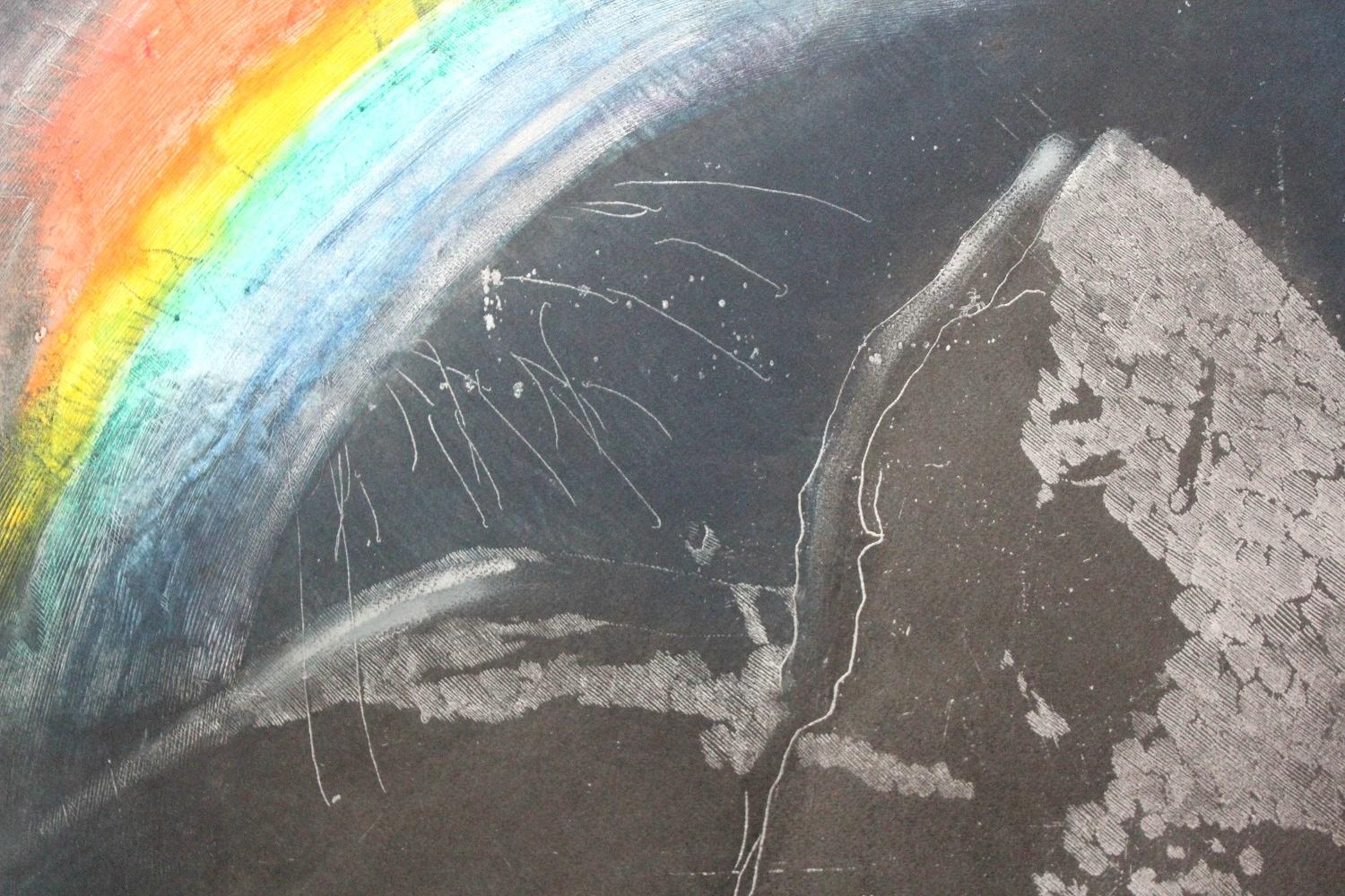 Ararat - 20. Jahrhundert, Abstrakter Radierungsdruck, Dunkle Farben, Regenbogen, Polnische Kunst – Print von Rafal Strent