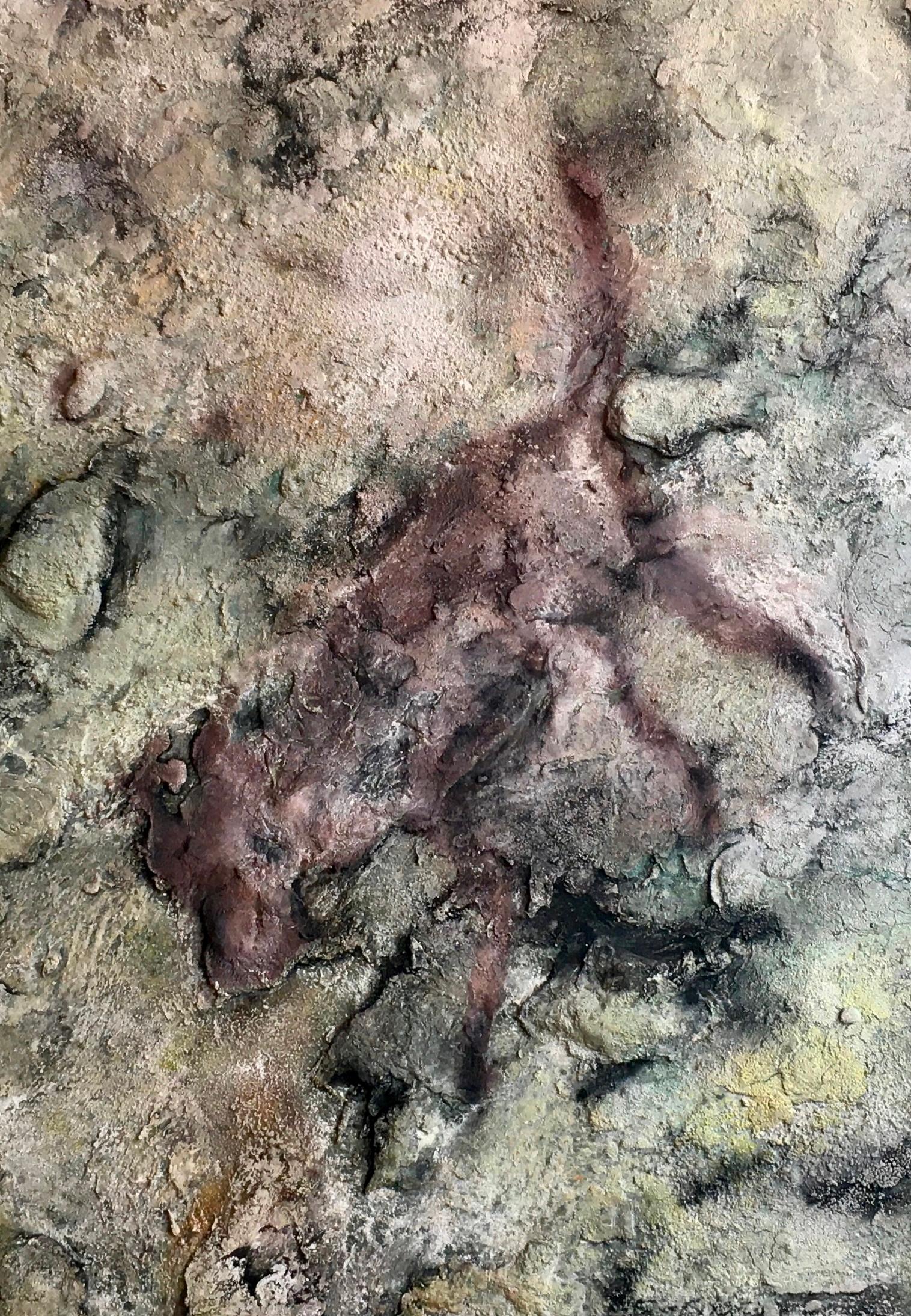 Rafel Egea  Vertical Policrom II Mixed Media . 130x90 cm. Acrylic Painting - Gray Abstract Painting by Rafel  EGEA