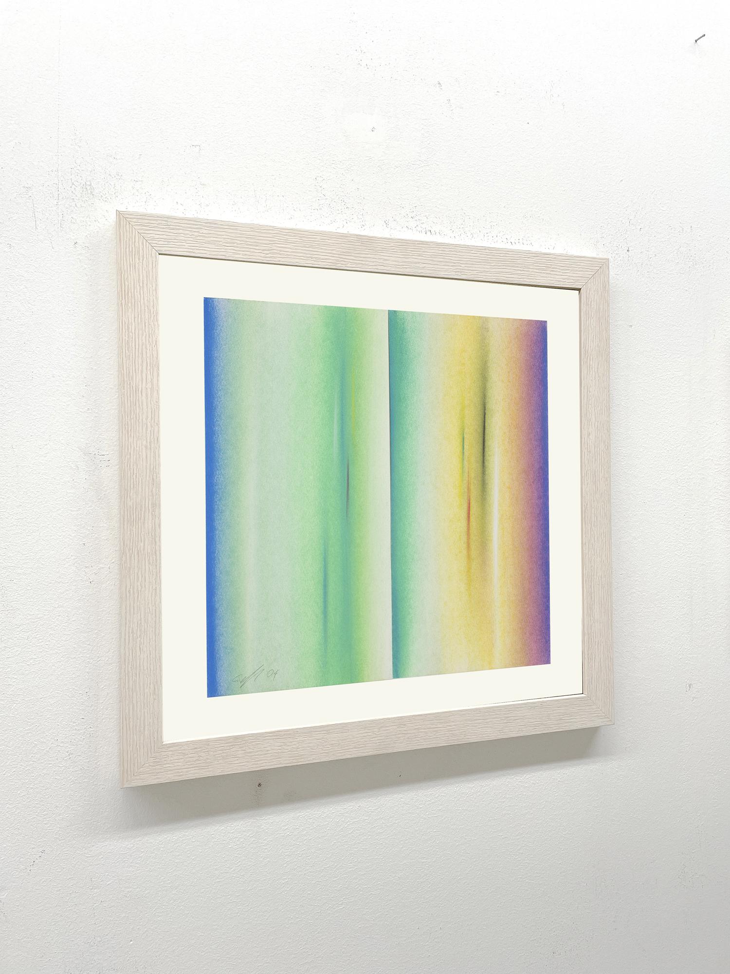 Continuum Green 57x57cm pittura astratta contemporanea italiana pastello su carta - Painting di Raffaele Cioffi