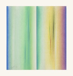 Continuum Grün 57x57cm zeitgenössisches italienisches abstraktes Gemälde Pastell auf Papier