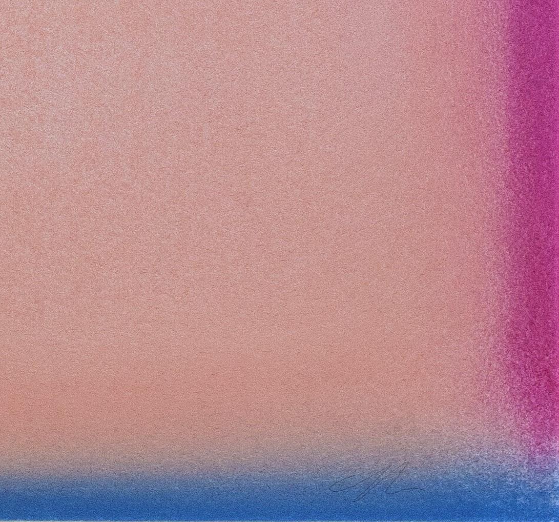 Soglia Pink peinture abstraite contemporaine italienne pastel sur papier bleu violet - Marron Abstract Painting par Raffaele Cioffi