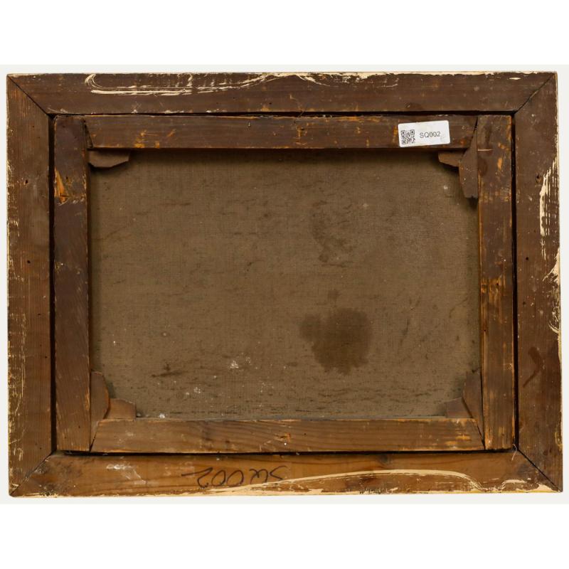 R. Frigerio (1875-1948) nach P. Massani - Öl, Der Weinhändler und seine Frau (Braun), Figurative Painting, von Raffaele Frigerio