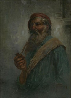 Raffaele Frigerio (1875-1948) - Early 20th Century Oil, Fisherman With His Pipe