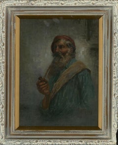 Raffaele Frigerio (1875-1948) - Early 20th Century Oil, Fisherman With His Pipe