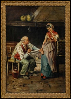 Raffaele Frigerio (1875-1948) - Framed 19th Century Oil, Tied Together