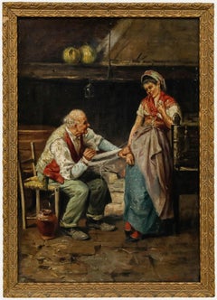 Raffaele Frigerio (1875-1948) - Framed 19th Century Oil, Tied Together