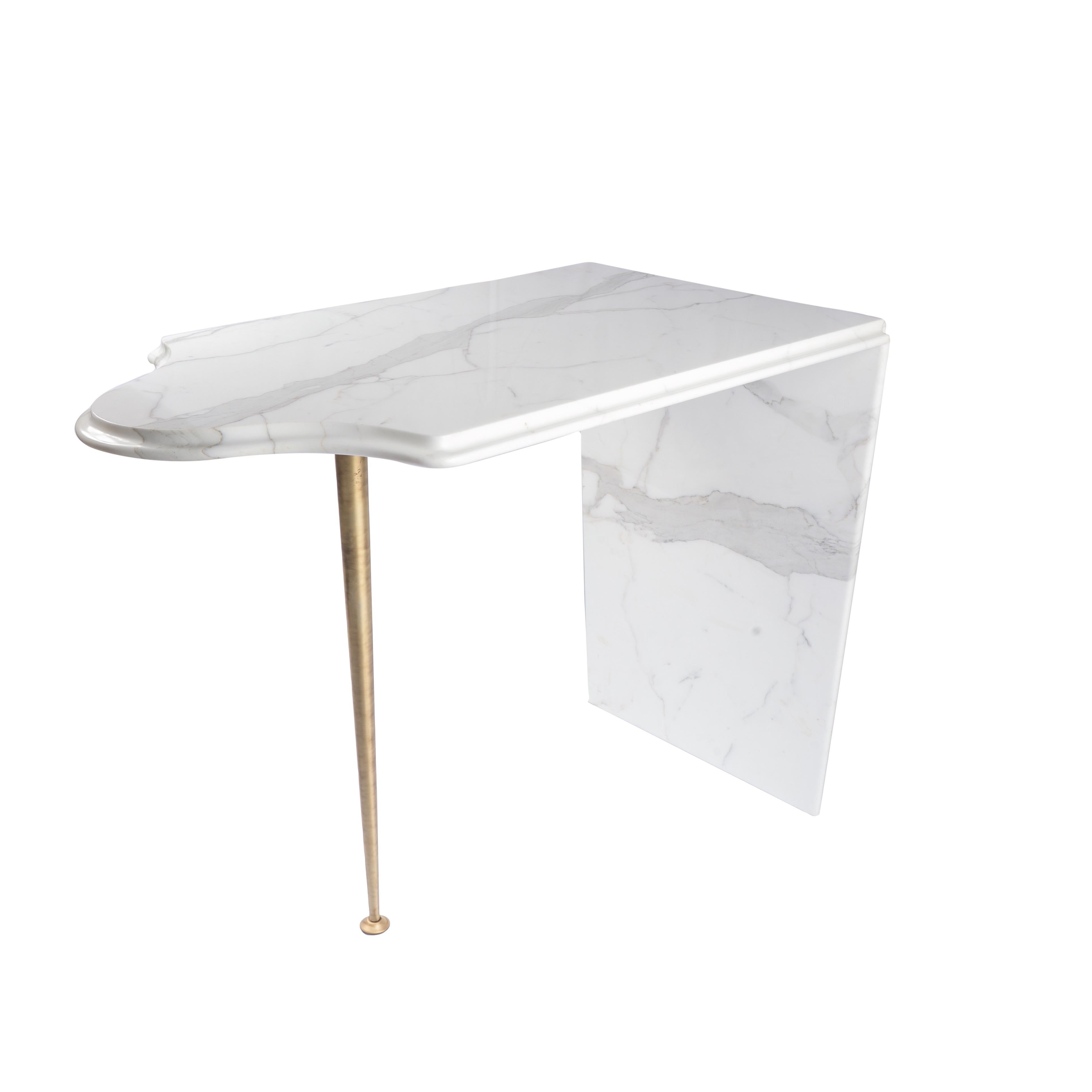 Contemporary Raffaele Fusco Console Tables Calacatta Marble 21th Century Modern Tables  For Sale