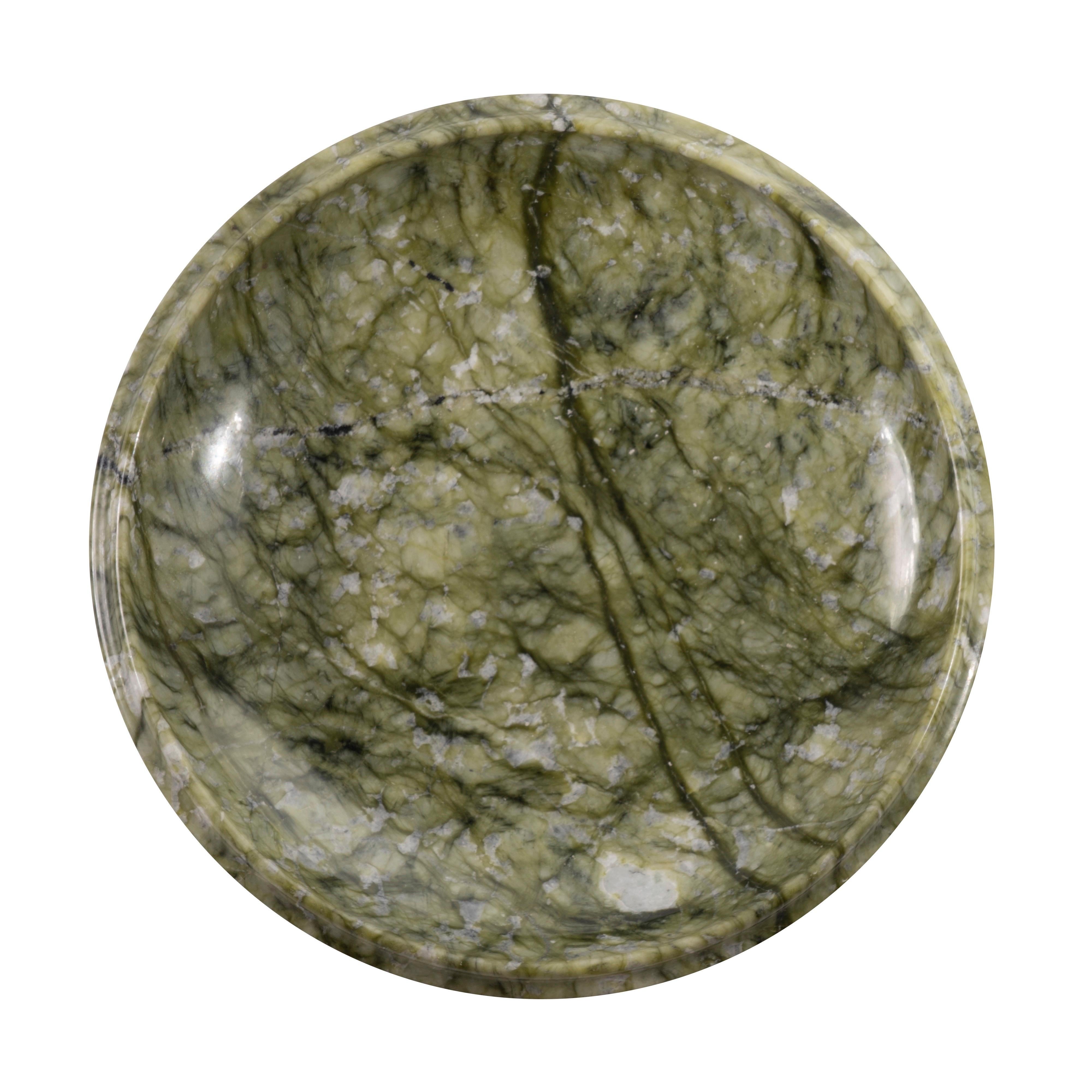 Italian Raffaele Fusco Green Marble Decorative Circular  Centerpiece For Sale