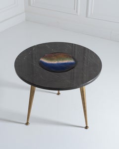 Raffaele Fusco Made in Italy Copper & Marble Side Table 21th Century Art Deco