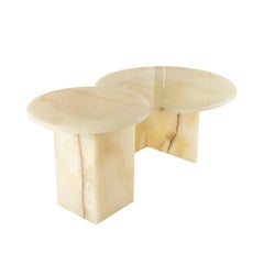 Raffaele Fusco Marble Side Tables Set Green Onyx 21th Century Modern Design