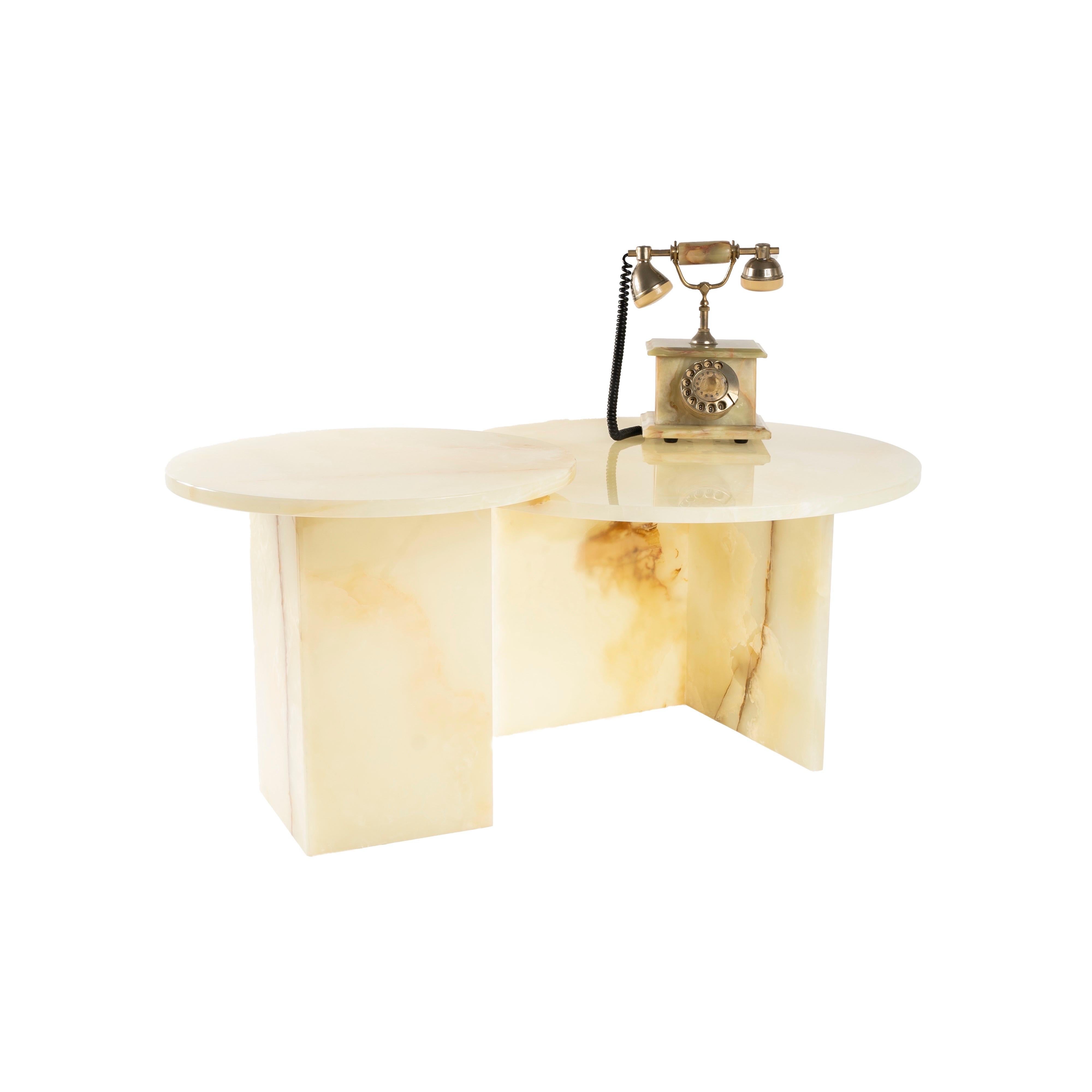 Mid-Century Modern Raffaele Fusco Marble Side Tables Set Green Onyx 21th Century Modern Design For Sale