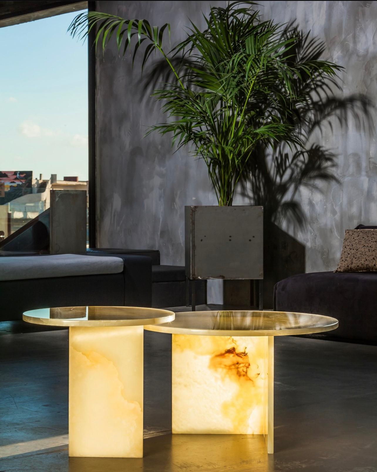 Raffaele Fusco Marble Side Tables Set Green Onyx 21th Century Modern Design In New Condition For Sale In Zürich, CH