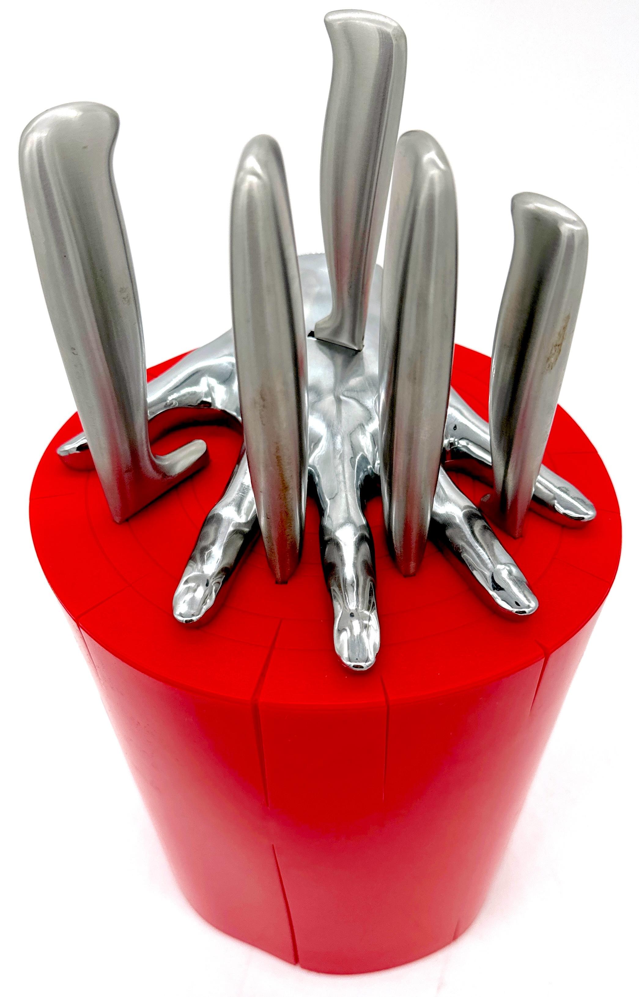 Raffaele Lannello Fünf Finger Pop Art Küche Fünf-Messer-Block-Set, Pop-Art (21. Jahrhundert und zeitgenössisch) im Angebot