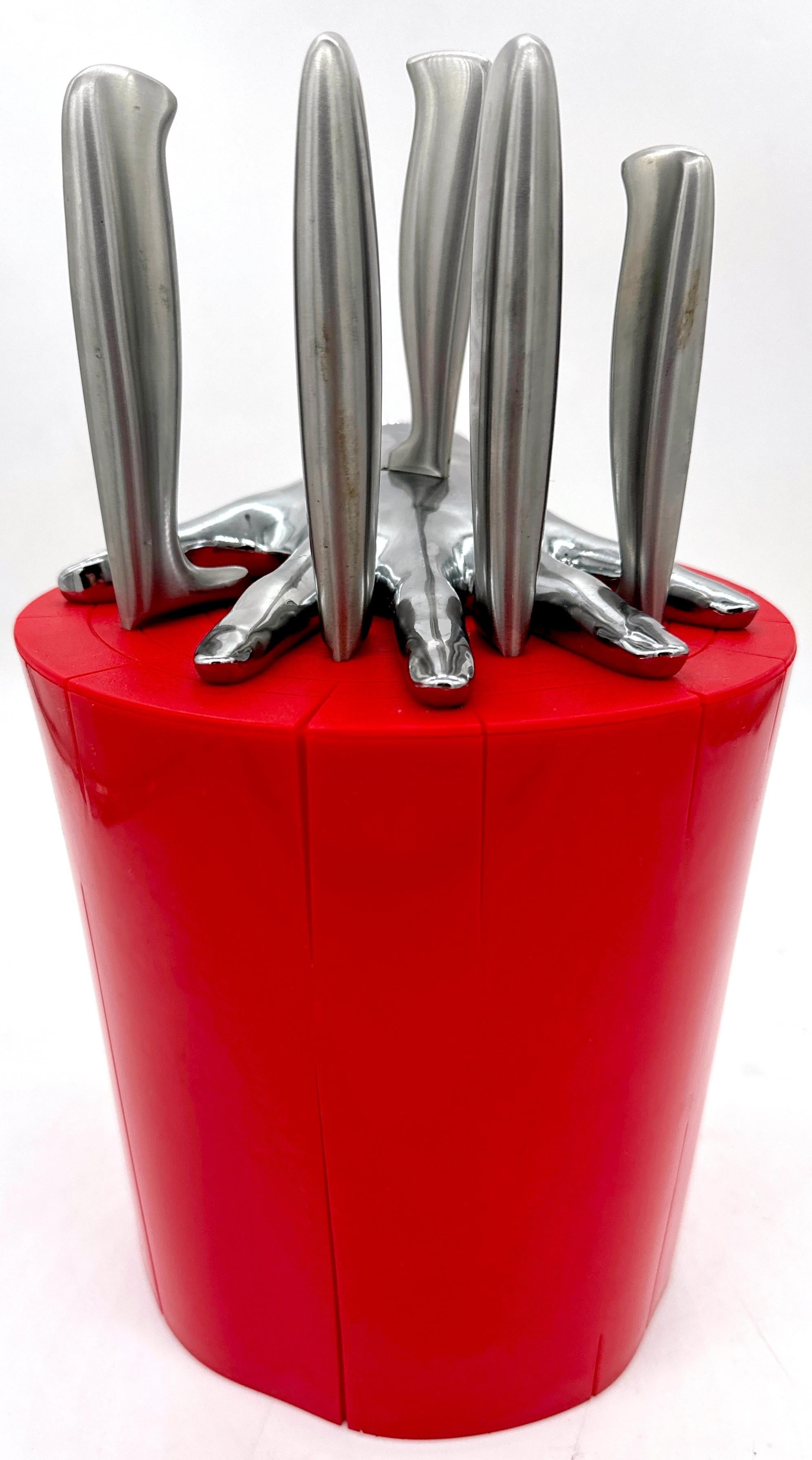 Raffaele Lannello Fünf Finger Pop Art Küche Fünf-Messer-Block-Set, Pop-Art (Edelstahl) im Angebot
