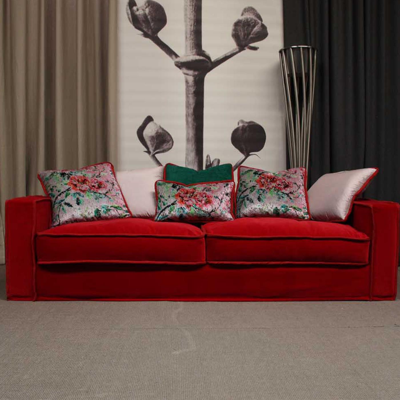 red 3 seater sofa