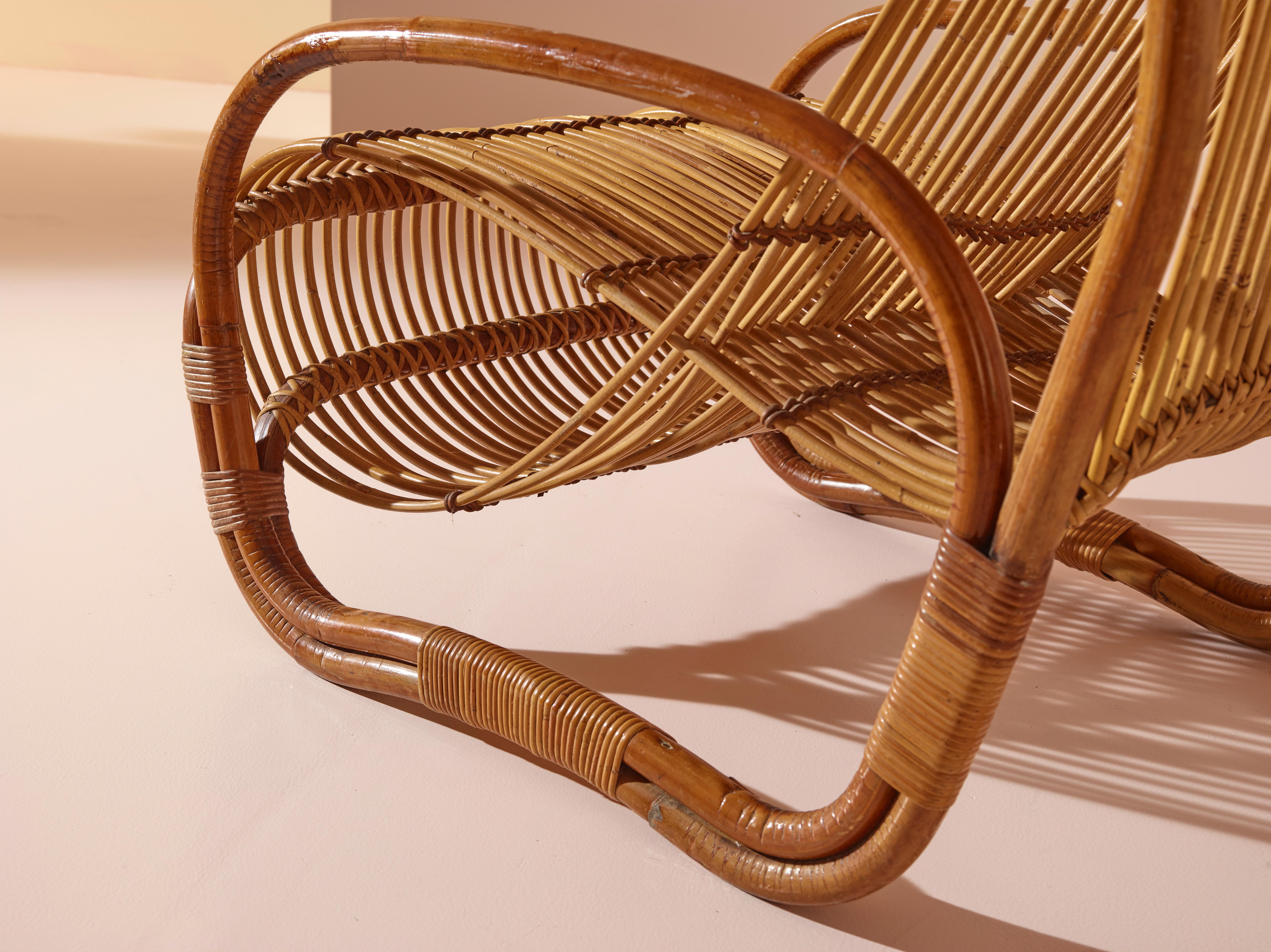 Raffaella Crespi attributed bamboo lounge chair, Italy, 1960s 3