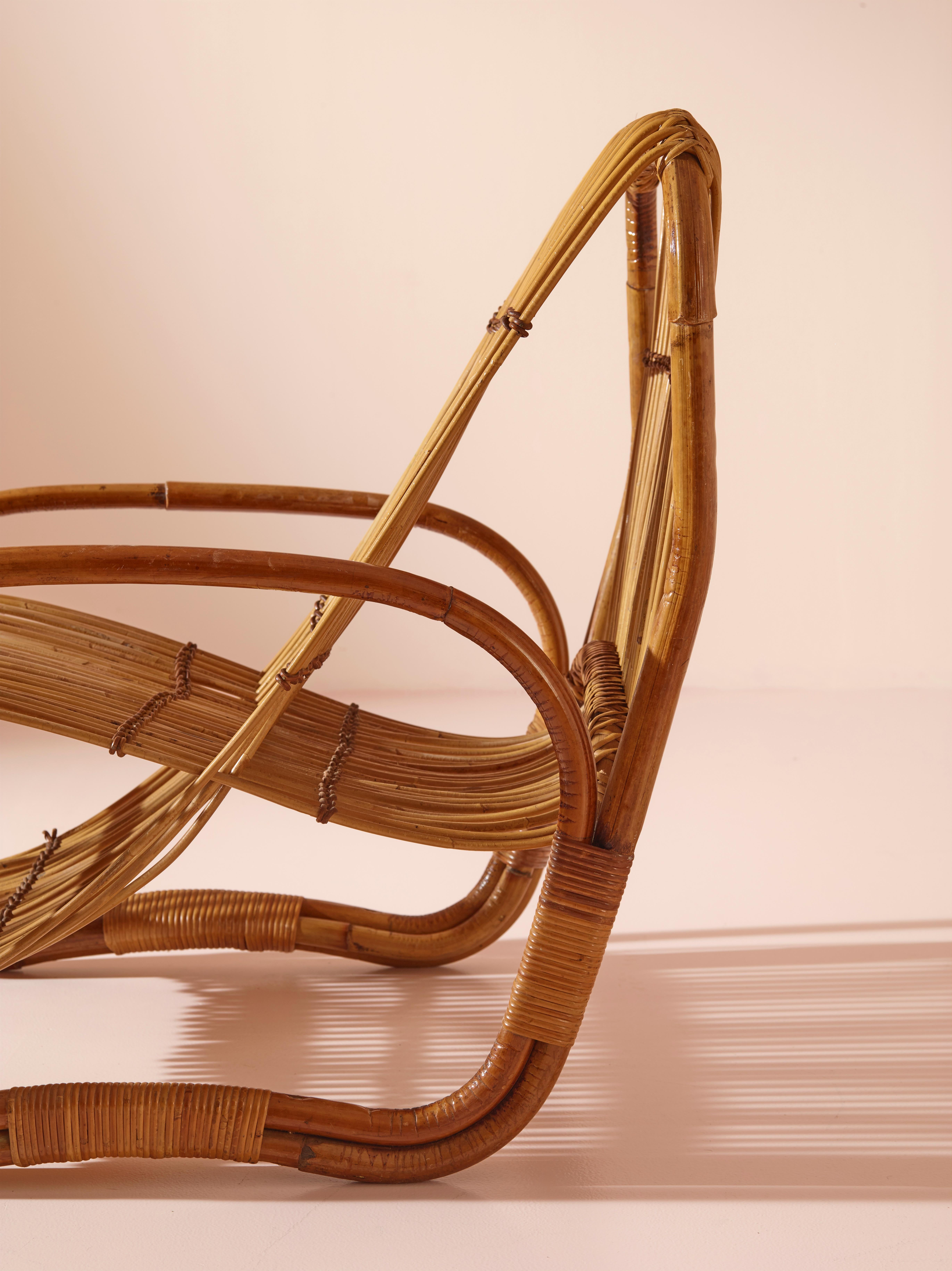 Raffaella Crespi attributed bamboo lounge chair, Italy, 1960s 5