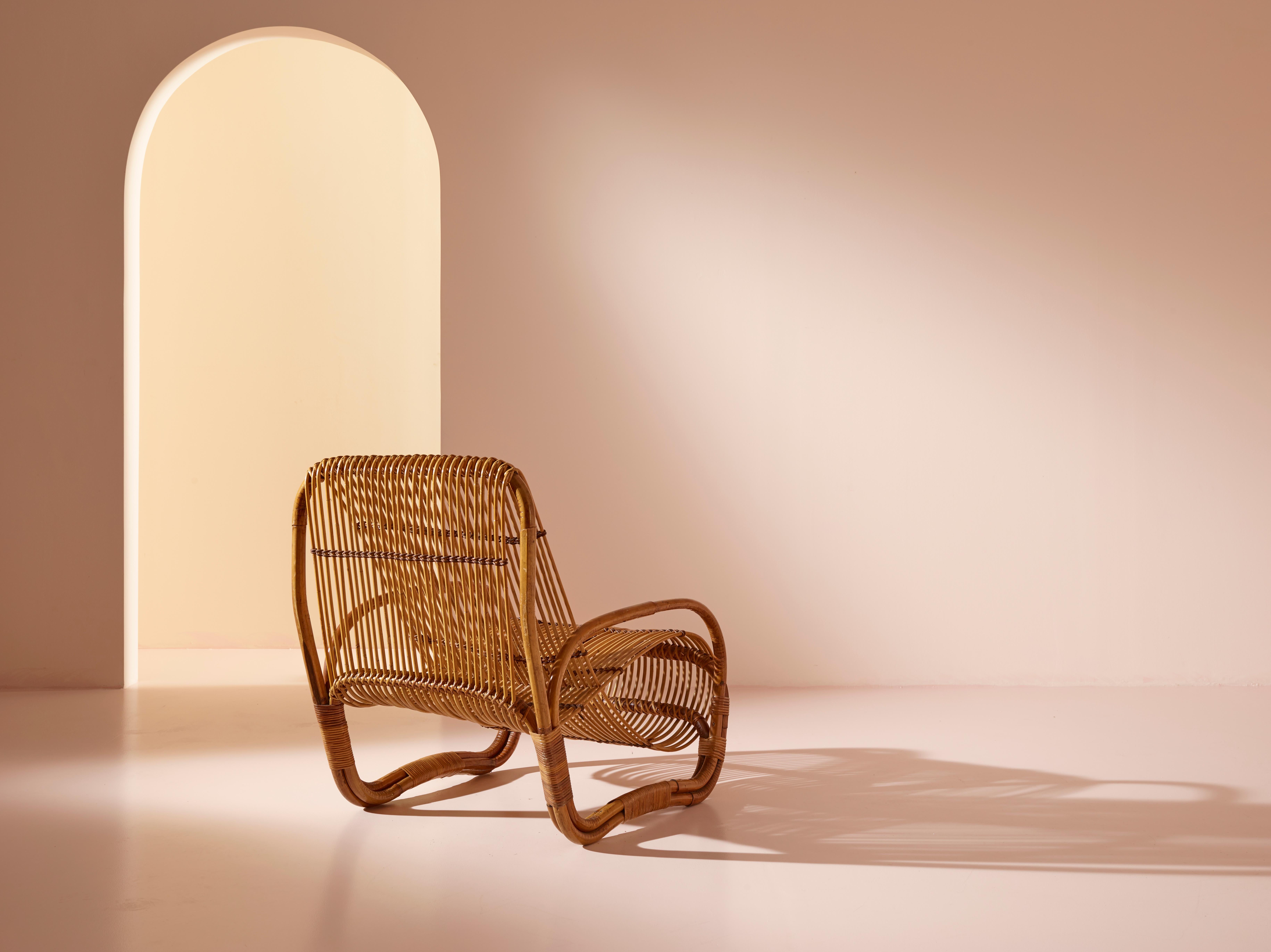 Italian Raffaella Crespi attributed bamboo lounge chair, Italy, 1960s For Sale