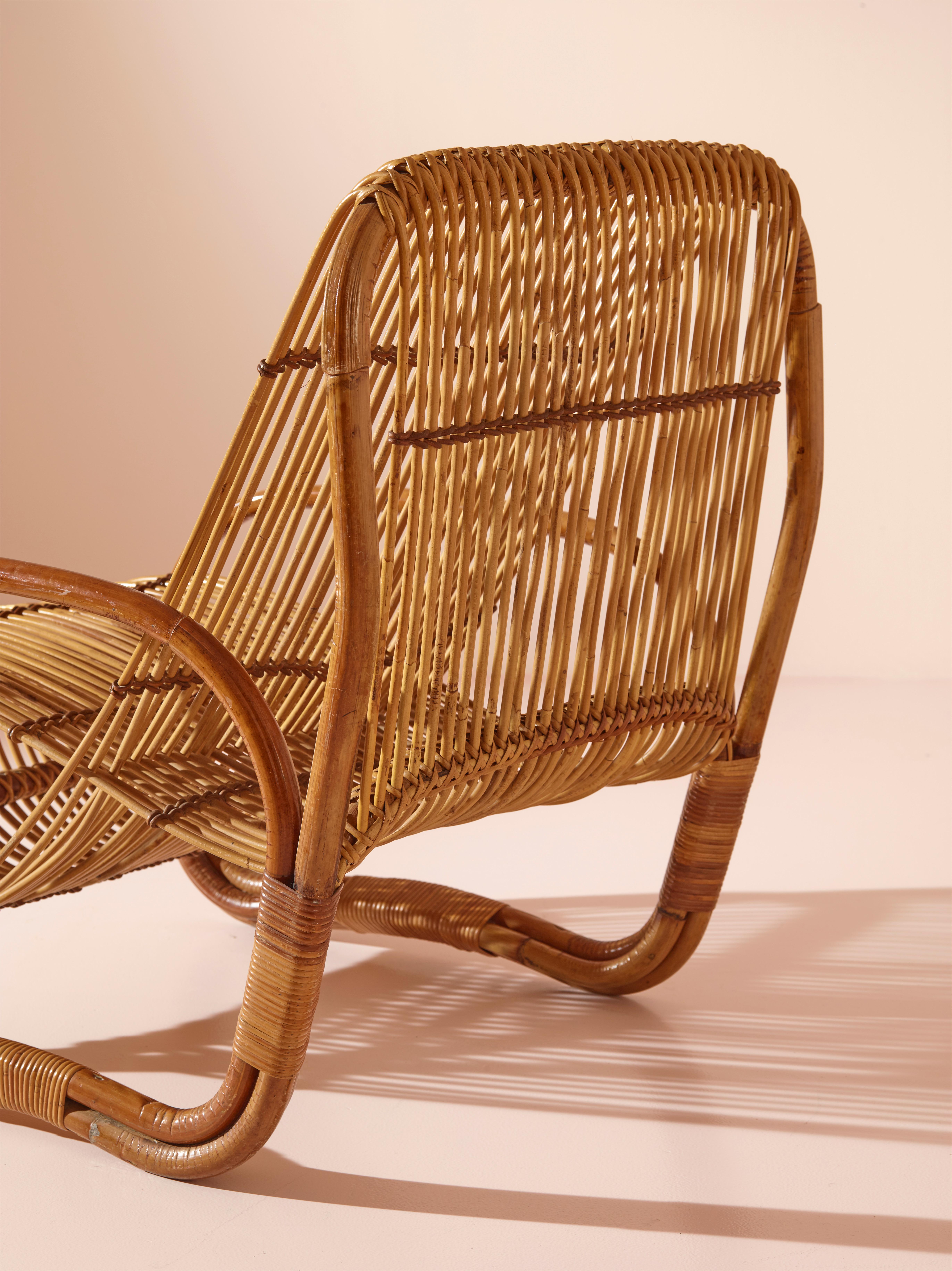 Raffaella Crespi attributed bamboo lounge chair, Italy, 1960s 1