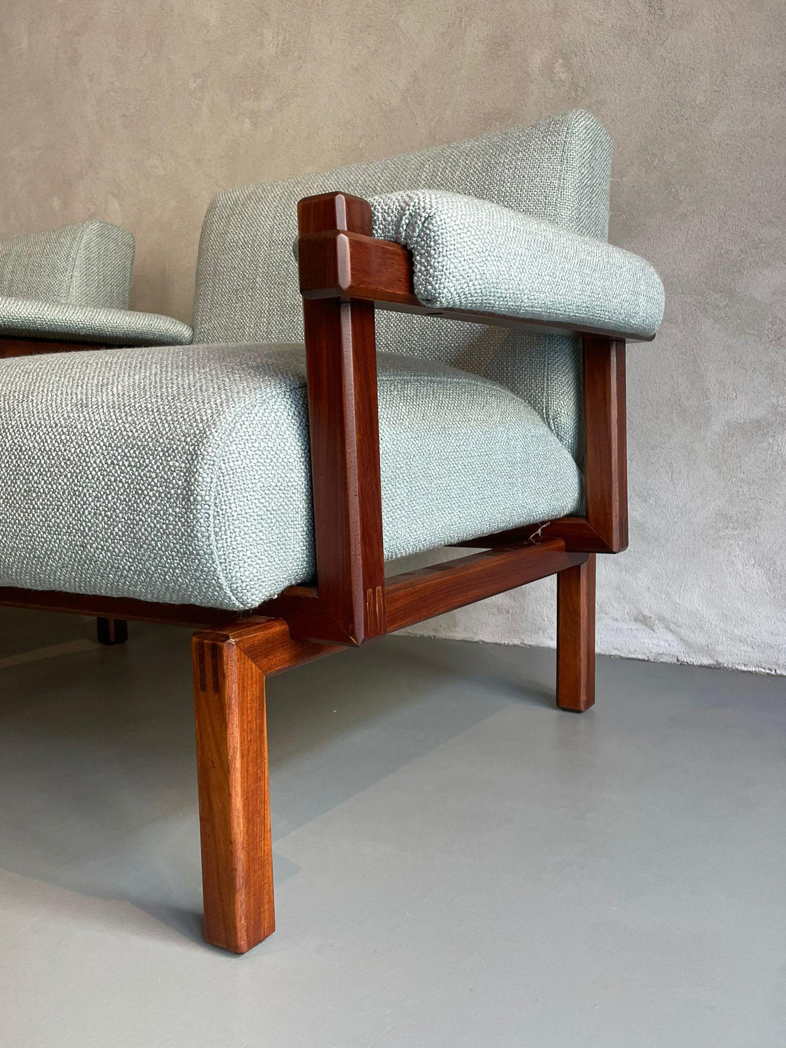 Raffaella Crespi Elam Pair of Armchairs Nobilis Paris Fabric Wood, Italy, 1960s In Excellent Condition In Catania, IT
