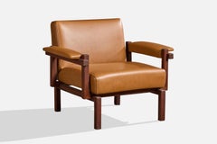 Raffaella Crespi, Lounge Chair, Walnut, Vinyl, Italy, 1960s