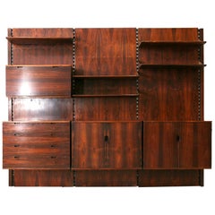 Vintage Raffaella Crespi System Bookcase in wood and brass by Mobilia, 1960s