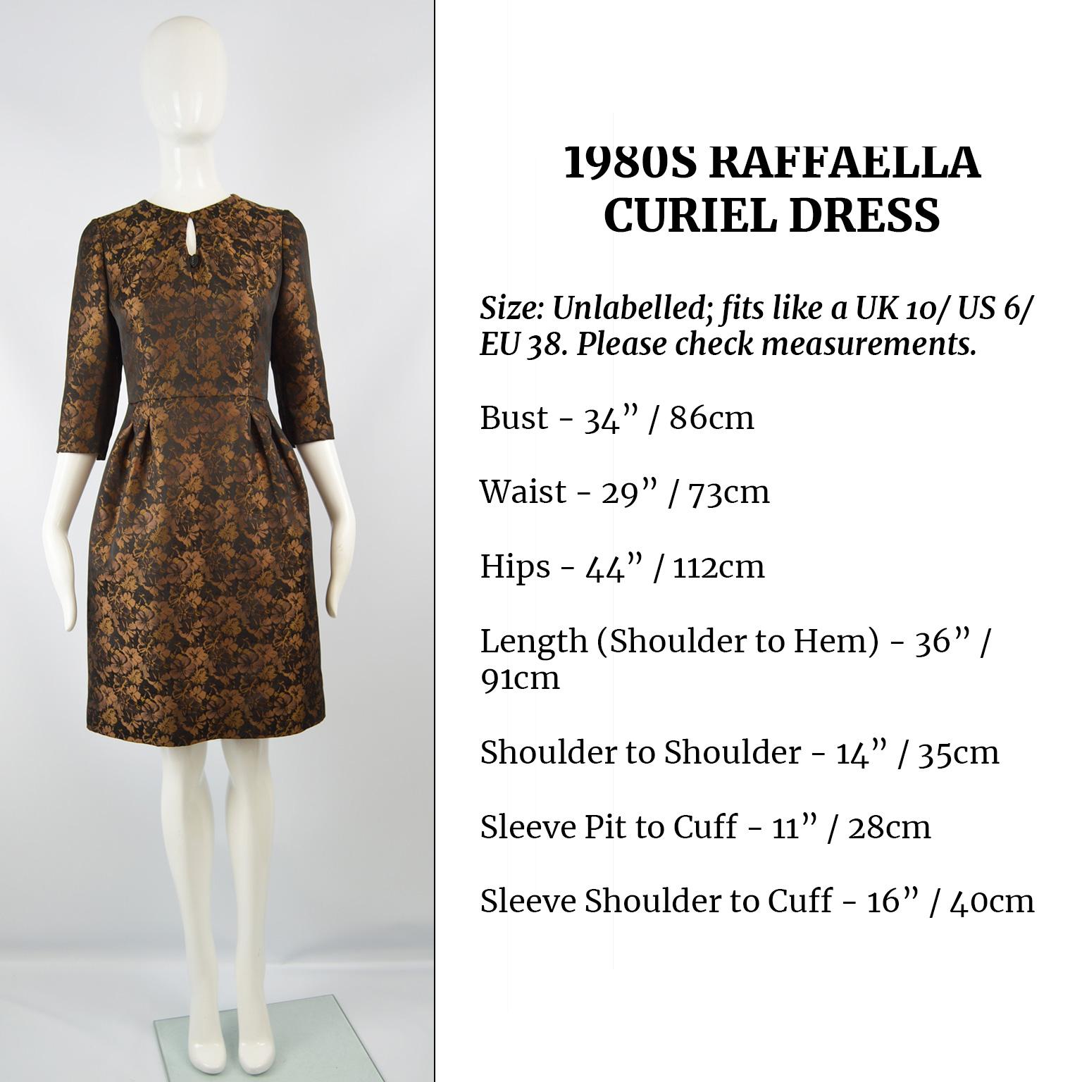 Raffaella Curiel Couture Black & Bronze Floral Jacquard Evening Dress, 1980s 2