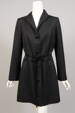 Italienischer leichter schwarzer Wollmantel von Raffaella Curiel aus dem späten 20. Jahrhundert