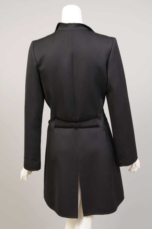 Raffaella Curiel Italian Light Weight Black Wool Coat Late 20th Century For Sale 1